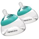 Mamadeira Nanobébé para Leite Materno, Semelhante ao Seio Materno para Recém-Nascidos, Anticólica, Pega Perfeita, Preserva Nutrientes do Leite Materno, Kit com 2 unidades Verde-azulado