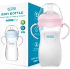 Mamadeira Pétala Com Alça Rosa Dr.Isla Bico Silicone 330ml