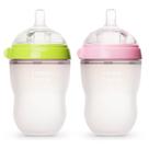 Mamadeiras Comotomo 250 ml Verde e Rosa - Kit com 2