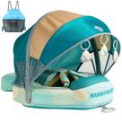 Mambobaby Float Add Tail Baby Swim Float Flutuador com dossel, piscina sólida, treinador de natação, treinamento de natação, deitado, sem ar, água flutua, cintura não inflável, anel de natação para crianças pequenas (concha - verde)