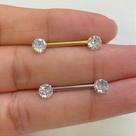 MAMILO AÇO ZIRCÔNIA PUSH PIN GARRINHA - Piercing de Aço Cirúrgico com Zircônias