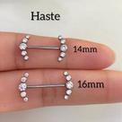 Mamilo titânio cascade push pin com zircônias cristal