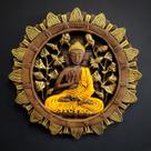 Mandala buda tailandes amarela 45cm