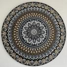 Mandala Estabilidade, Solidez e Auto controle 65cm pintada à mão MDF 6mm