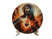 Mandala Sagrado Coração De Jesus Cristo Em Mdf 30cm 6mm Com Suporte