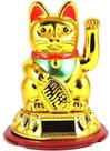 Manekineko Gato da Sorte Energia Solar Dourado Japonês 12cm