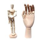 Manequim Boneco 30cm E Mão Articulado 28cm Madeira Desenho