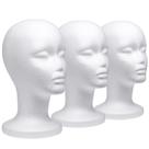 Manequim de cabeça de espuma Foraineam, pacote com 3, feminino, 30,5 cm de altura