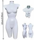 Manequim feminino adulto (meio corpo cinturinha N.36) branco com tampa prata.