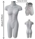 Manequim feminino adulto (meio corpo definido N.38) na cor branco + tampa prata