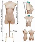 Manequim feminino adulto (meio corpo jó N.36) bege com tampa prata + pedestal H na cor prata.