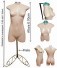 Manequim feminino adulto (Meio corpo jó N.36) bege com tampa prata + pedestal retro preto