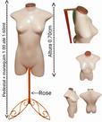 Manequim feminino adulto (meio corpo jó n.36) bege com tampa rose + pedestal retro na cor Rose.
