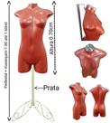 Manequim feminino adulto (meio corpo jó N.36) Rose com tampa Prata + pedestal retro na cor prata.