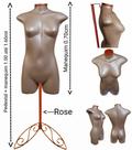 Manequim feminino adulto (Meio corpo jô N.36) Savana com tampa Rose + pedestal retro na cor Rose