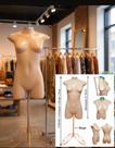 Manequim feminino adulto (Meio corpo modelo jó n.36) bege com tampa prata + pedestal retro bege