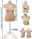 Manequim feminino (Busto plus size GG N.46) Bege com tampa prata + pedestal retro na cor bege Manequim feminino (Busto plus size GG N.46) Bege com tampa prata + pedestal retro na cor bege