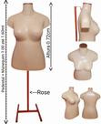 Manequim feminino (Busto plus size GG N.46) bege com tampa Rose + pedestal H na cor rose.