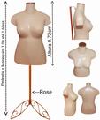 Manequim feminino (busto plus size GG N.46) Bege com tampa Rose + pedestal retro na cor Rose.