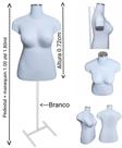 Manequim feminino (Busto plus size GG N.46) branco com tampa prata + pedestal H na cor branco. Manequim feminino (Busto plus size GG N.46) branco com tampa prata + pedestal H na cor branco.
