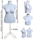 Manequim feminino (Busto plus size GG n.46) branco com tampa prata + pedestal retro na cor prata. Manequim feminino (Busto plus size GG n.46) branco com tampa prata + pedestal retro na cor prata.
