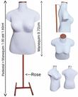 Manequim feminino (Busto plus size GG N.46) branco com tampa Rose + pedestal H Rose