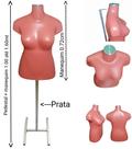 Manequim feminino (Busto plus size GG N.46) Rose com tampa + pedestal H prata. Manequim feminino (Busto plus size GG N.46) Rose com tampa + pedestal H prata.