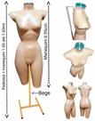Manequim feminino (Meio corpo cinturinha N.36 ) bege com tampa prata + pedestal H na cor bege.