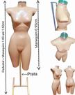 Manequim feminino (meio corpo cinturinha N.36) bege com tampa prata + pedestal H na cor prata