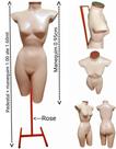 Manequim feminino (meio corpo cinturinha N.36) bege com tampa Rose + pedestal H na cor Rose.