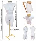 Manequim feminino (Meio corpo cinturinha N.36) branco com tampa Golden + pedestal H Golden.