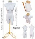 Manequim feminino (Meio corpo cinturinha N.36) branco com tampa Golden + pedestal retro Golden