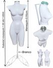 Manequim feminino (Meio corpo cinturinha N.36) branco com tampa prata + pedestal retro branco.