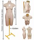 Manequim feminino (Meio corpo definido N.38) bege com tampa golden + pedestal H golden