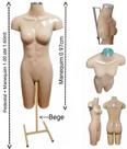 Manequim feminino (Meio corpo definido n.38) bege com tampa prata + pedestal H na cor bege