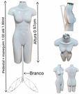 Manequim feminino (Meio corpo definido N.38) branco com tampa prata + pedestal retro branco.