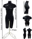 Manequim feminino (Meio corpo definido N.38) preto com tampa prata + pedestal retro na cor prata