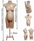Manequim feminino (meio corpo gravida N.38) bege com tampa Rose + pedestal H na cor Rose