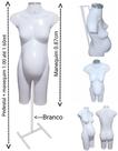 Manequim feminino (Meio corpo gravida N.38) branco com tampa prata + pedestal H branco.