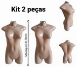 Manequim feminino meio corpo jô n.36 (kit 2 peças) na cor bege com tampa prata