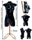Manequim feminino (Meio corpo jó N.36) preto com tampa Rose + pedestal retro na cor Rose