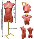 Manequim feminino (Meio corpo jó N.36) Rose com tampa Golden + pedestal H (Golden) dourado.