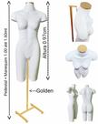 Manequim feminino (Meio corpo modelo definido N.38) branco com tampa Golden + pedestal H Golden