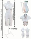 Manequim feminino (Meio corpo modelo definido N.38) branco com tampa prata + pedestal H branco