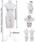 Manequim feminino (Meio corpo modelo definido N.38) branco com tampa prata + pedestal retro branco