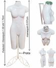 Manequim feminino (Meio corpo modelo definido N.38) branco com tampa prata + pedestal retro prata