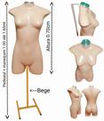 Manequim feminino (Meio corpo modelo jô n.36) bege com tampa prata + pedestal H bege