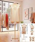 Manequim feminino (Meio corpo modelo jó n.36) bege com tampa prata + pedestal H prata
