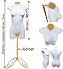 Manequim feminino (Meio corpo modelo jó n.36) branco com tampa Golden + pedestal retro Golden