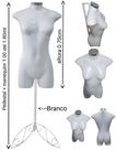 Manequim feminino (meio corpo modelo jó n.36) com tampa prata + pedestal retro na cor branco